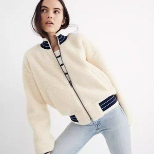 Madewell Sherpa Varsity Bomber Jacket